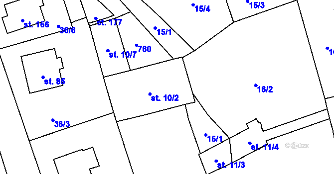 Parcela st. 10/6 v KÚ Hosov, Katastrální mapa