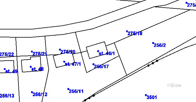 Parcela st. 46/1 v KÚ Hosov, Katastrální mapa