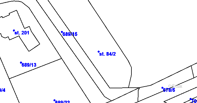 Parcela st. 84/2 v KÚ Hosov, Katastrální mapa