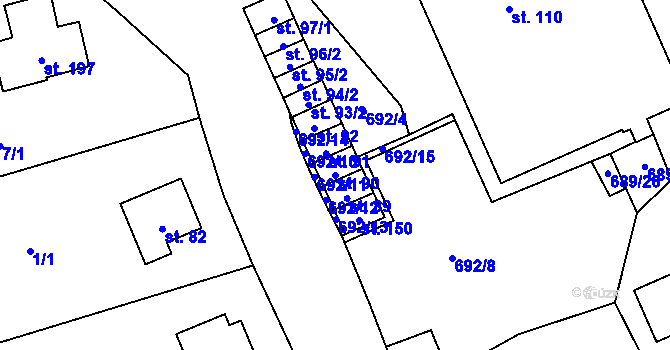 Parcela st. 90 v KÚ Hosov, Katastrální mapa