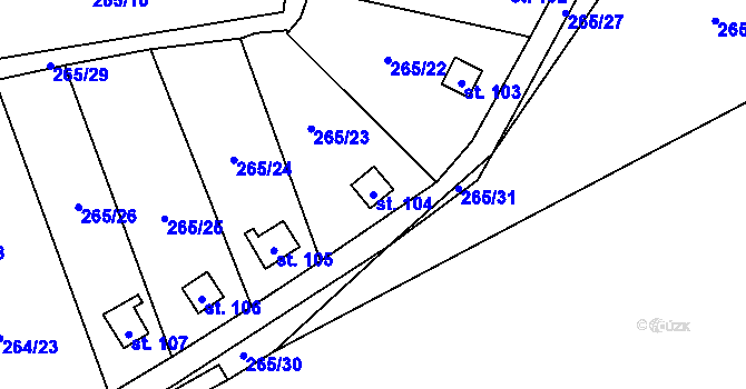 Parcela st. 104 v KÚ Hosov, Katastrální mapa