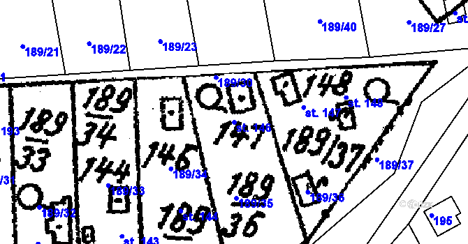Parcela st. 146 v KÚ Hosov, Katastrální mapa
