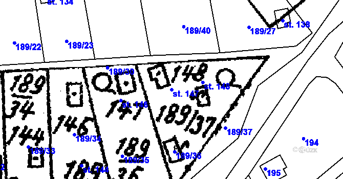 Parcela st. 147 v KÚ Hosov, Katastrální mapa