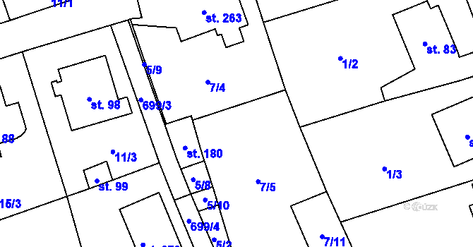 Parcela st. 7/10 v KÚ Hosov, Katastrální mapa