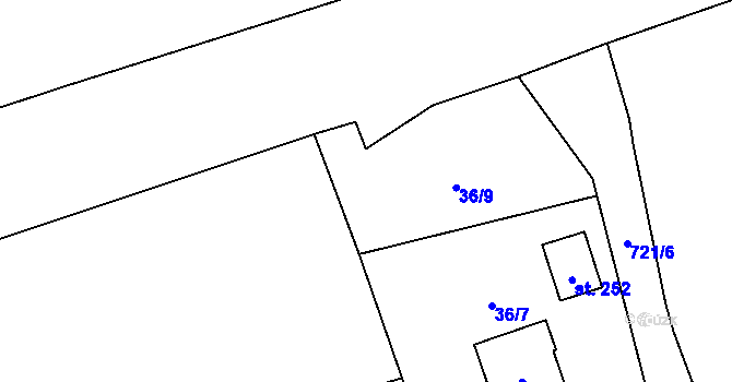 Parcela st. 36/10 v KÚ Hosov, Katastrální mapa