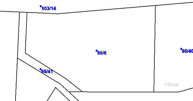 Parcela st. 95/6 v KÚ Hosov, Katastrální mapa