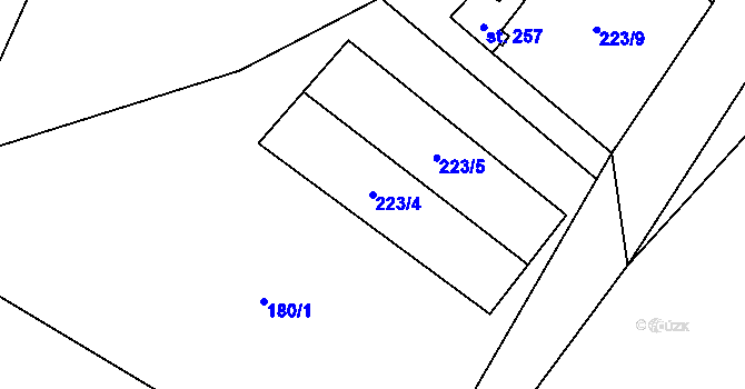 Parcela st. 223/4 v KÚ Hosov, Katastrální mapa