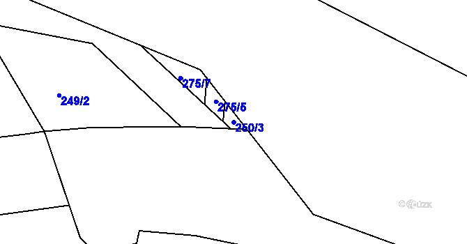 Parcela st. 250/3 v KÚ Hosov, Katastrální mapa
