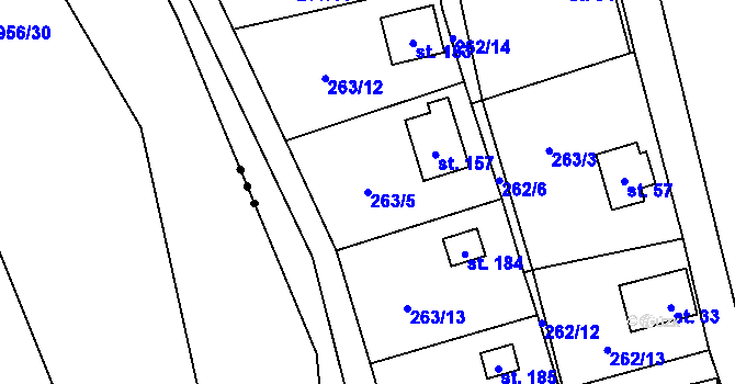 Parcela st. 263/5 v KÚ Hosov, Katastrální mapa