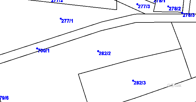 Parcela st. 282/2 v KÚ Hosov, Katastrální mapa