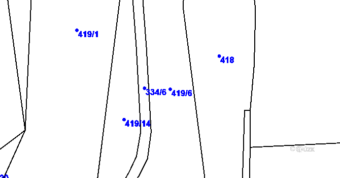 Parcela st. 419/6 v KÚ Hosov, Katastrální mapa
