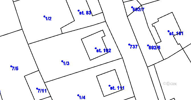 Parcela st. 192 v KÚ Hosov, Katastrální mapa
