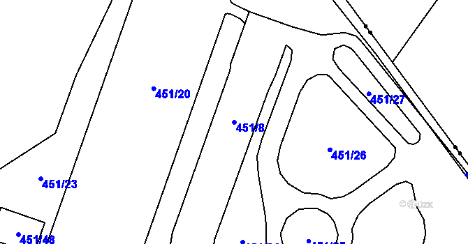Parcela st. 451/8 v KÚ Hosov, Katastrální mapa