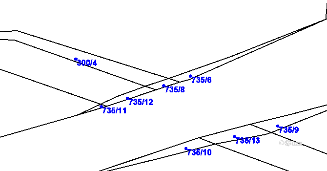 Parcela st. 735/8 v KÚ Hosov, Katastrální mapa