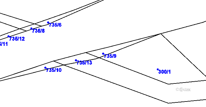 Parcela st. 735/9 v KÚ Hosov, Katastrální mapa