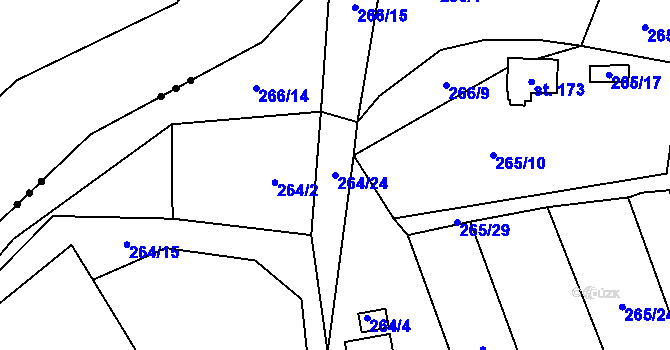 Parcela st. 264/24 v KÚ Hosov, Katastrální mapa