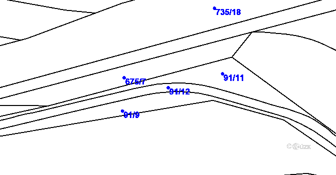 Parcela st. 91/12 v KÚ Hosov, Katastrální mapa