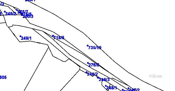 Parcela st. 735/19 v KÚ Hosov, Katastrální mapa