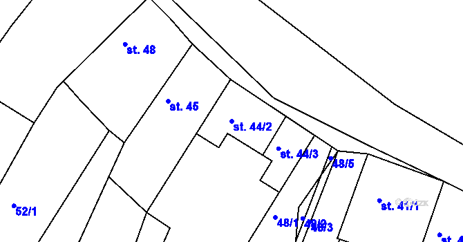 Parcela st. 44/2 v KÚ Horní Kounice, Katastrální mapa