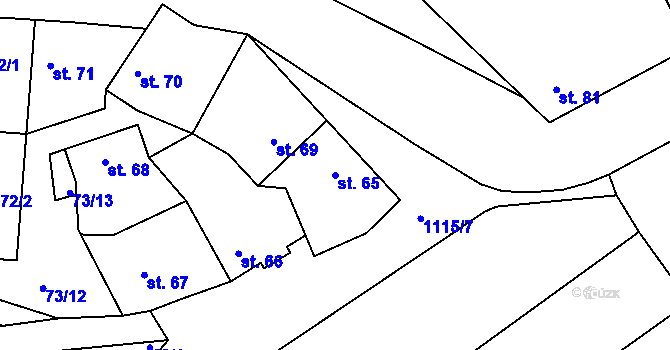 Parcela st. 65 v KÚ Horní Kounice, Katastrální mapa