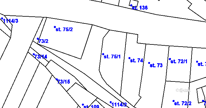 Parcela st. 75/1 v KÚ Horní Kounice, Katastrální mapa