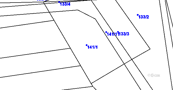 Parcela st. 141/1 v KÚ Horní Kounice, Katastrální mapa