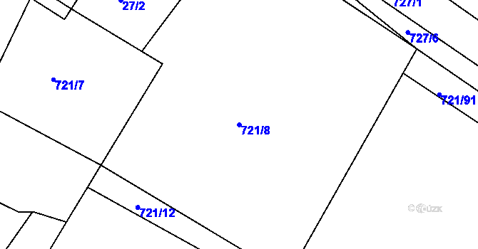 Parcela st. 721/8 v KÚ Horní Kounice, Katastrální mapa