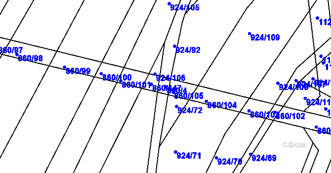 Parcela st. 860/4 v KÚ Horní Kounice, Katastrální mapa