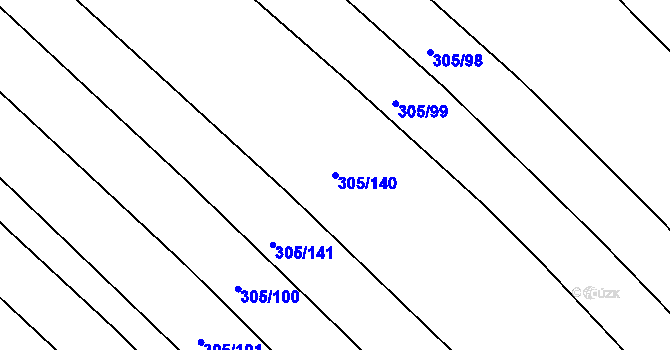 Parcela st. 305/140 v KÚ Horní Kounice, Katastrální mapa