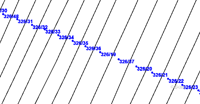Parcela st. 326/19 v KÚ Horní Kounice, Katastrální mapa