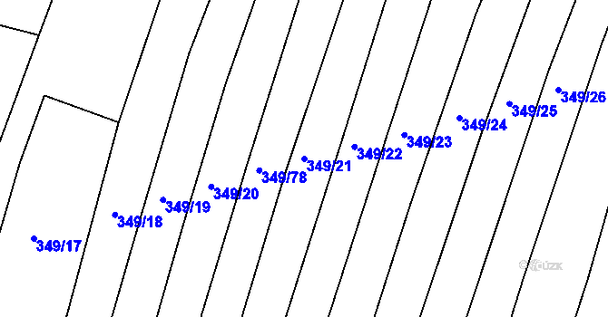 Parcela st. 349/21 v KÚ Horní Kounice, Katastrální mapa