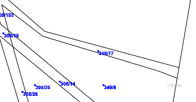 Parcela st. 349/77 v KÚ Horní Kounice, Katastrální mapa