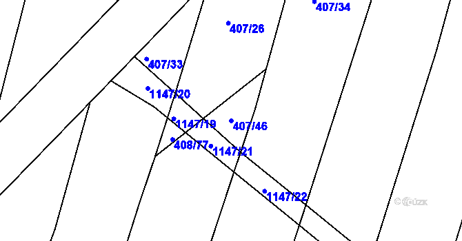 Parcela st. 407/46 v KÚ Horní Kounice, Katastrální mapa