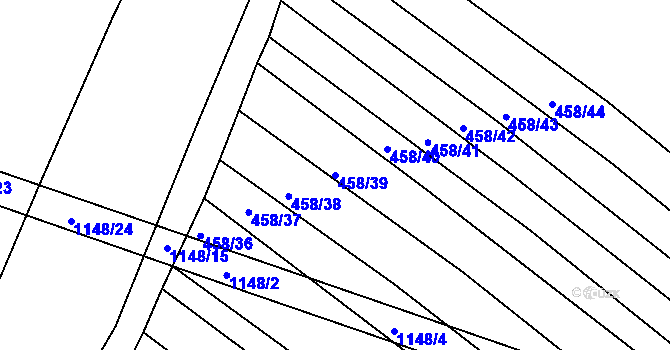Parcela st. 458/39 v KÚ Horní Kounice, Katastrální mapa