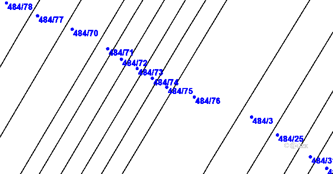 Parcela st. 484/75 v KÚ Horní Kounice, Katastrální mapa