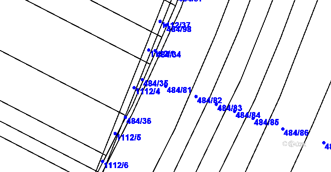 Parcela st. 484/81 v KÚ Horní Kounice, Katastrální mapa