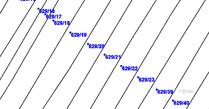 Parcela st. 629/21 v KÚ Horní Kounice, Katastrální mapa