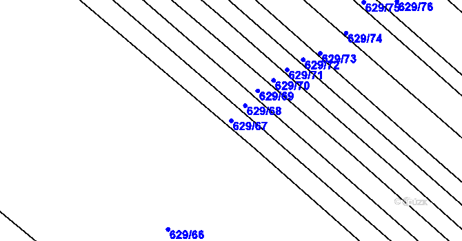 Parcela st. 629/67 v KÚ Horní Kounice, Katastrální mapa