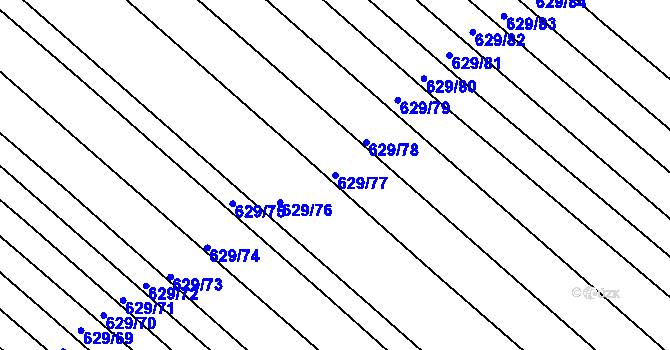 Parcela st. 629/77 v KÚ Horní Kounice, Katastrální mapa