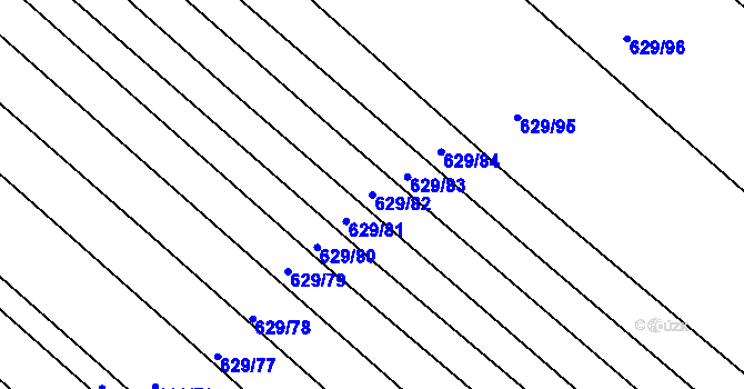 Parcela st. 629/82 v KÚ Horní Kounice, Katastrální mapa