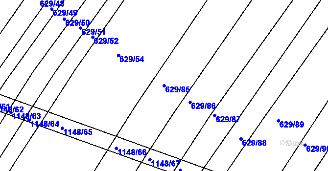 Parcela st. 629/85 v KÚ Horní Kounice, Katastrální mapa