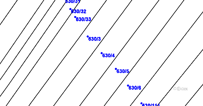 Parcela st. 630/4 v KÚ Horní Kounice, Katastrální mapa