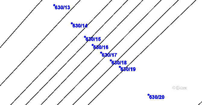 Parcela st. 630/17 v KÚ Horní Kounice, Katastrální mapa