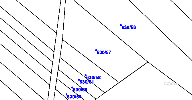 Parcela st. 630/57 v KÚ Horní Kounice, Katastrální mapa