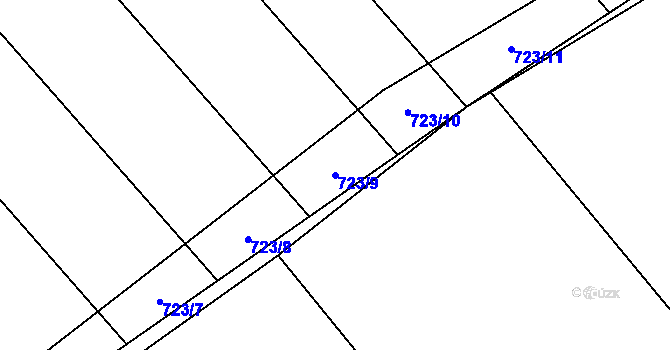 Parcela st. 723/9 v KÚ Horní Kounice, Katastrální mapa