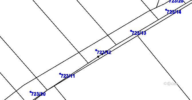 Parcela st. 723/12 v KÚ Horní Kounice, Katastrální mapa