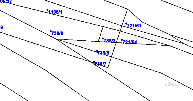 Parcela st. 738/8 v KÚ Horní Kounice, Katastrální mapa