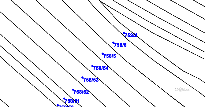 Parcela st. 758/5 v KÚ Horní Kounice, Katastrální mapa