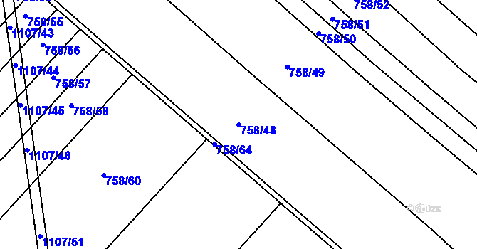 Parcela st. 758/48 v KÚ Horní Kounice, Katastrální mapa