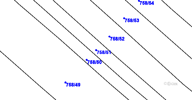 Parcela st. 758/51 v KÚ Horní Kounice, Katastrální mapa